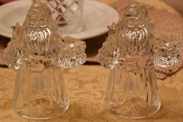 Pair of Santa Claus Candle Holders