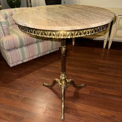 Antique Marble And Brass Table Victorian