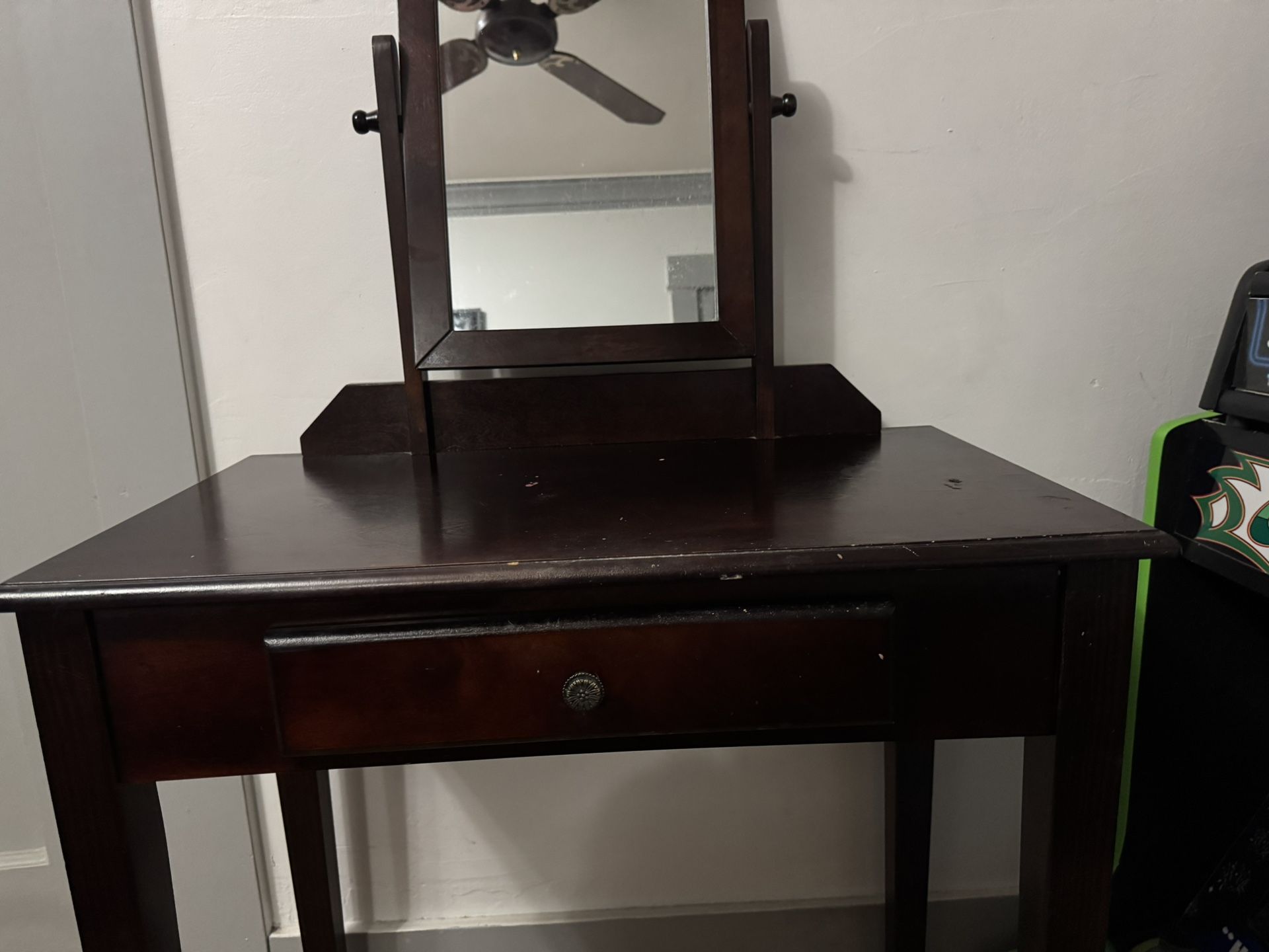 Vanity Makeup  Desk - Dark Wood 