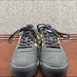 Adidas Samoa Black Gold Leather Sneakers Casual Shoes Women's US 7.5