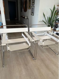 2x Wassily Chrome & White Leather Chairs $50 each
