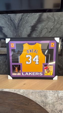 Framed Shaquille O’Neal Autographed Los Angeles Lakers Jersey – #34 – Authentic Signature – With Photos – Excellent Condition