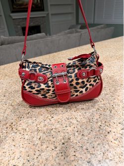 Red & cheetah print y2k hand bag