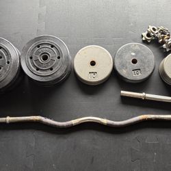 Curl Bar / Dumbbell / Weights (110Lbs)  Fitness Set 