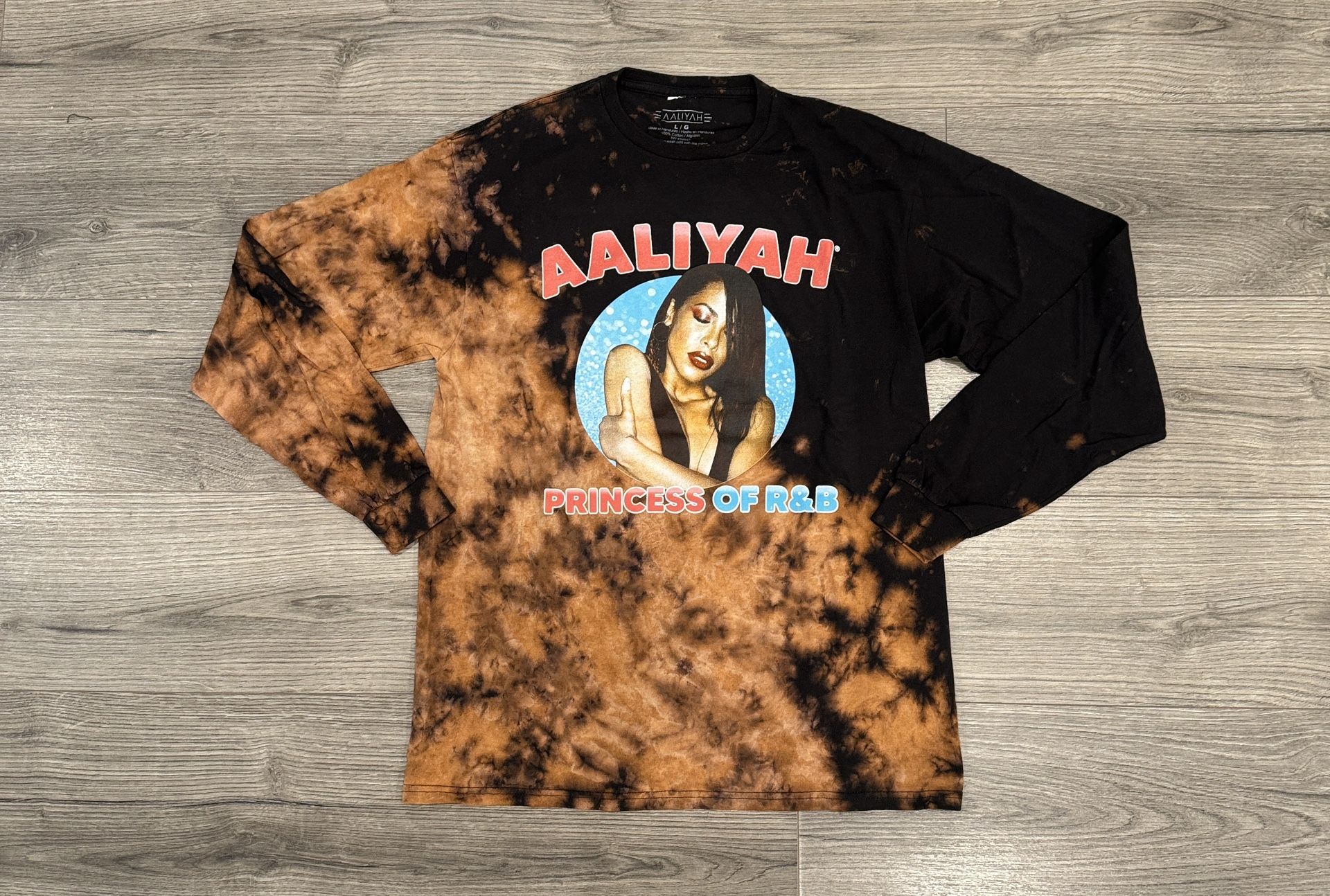 Aaliyah Princess Of R&B Black Tye Dye Long Sleeve Women’s Size Large