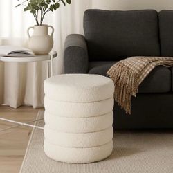 White Boucle Ottoman with storage