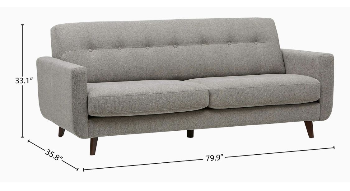 Rivet Sloane Mid-Century Modern Sofa Couch, 79.9"W, Pebble Grey