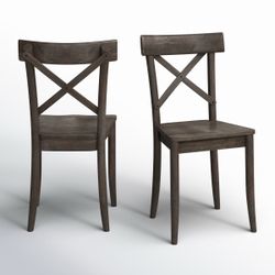 SET OF 2 SOLID WOOD DINING CHAIRS ( NEW IN BOX )