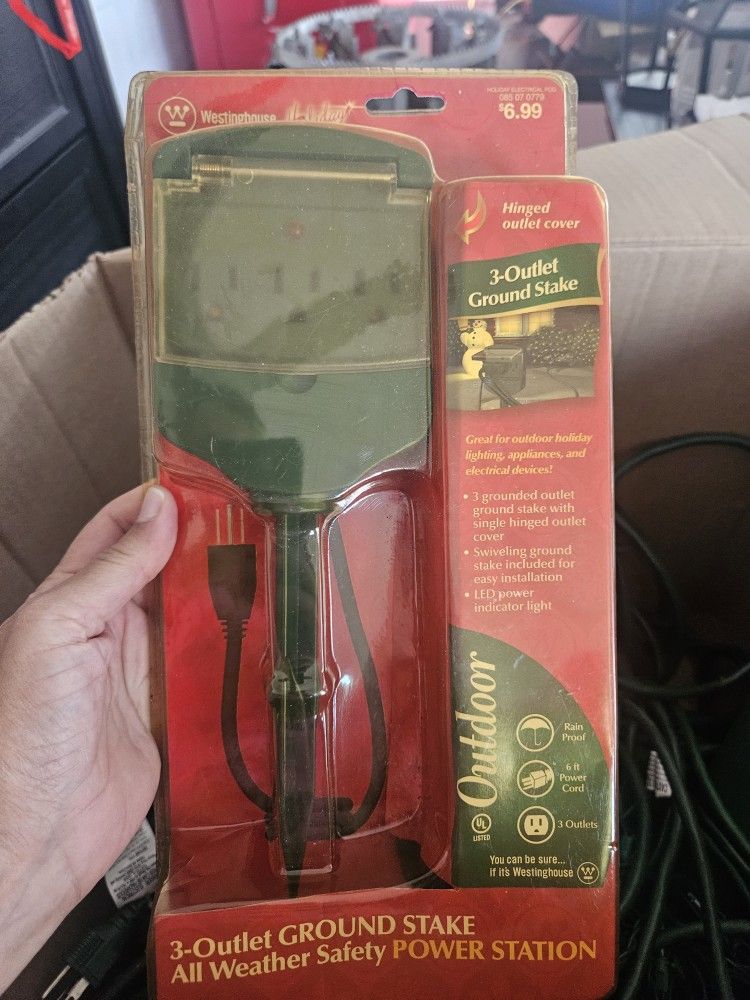 Outdoor Outlet On Stake With Plastic Door 