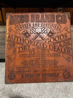 Akoo Brand Co Engraved Wooden Sign