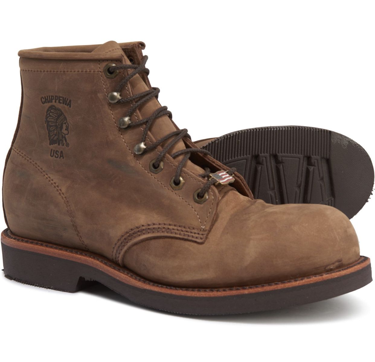Chippewa Ellison 6” Leather Work Boots Chocolate