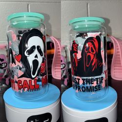 Ghost Face Glass Can Cup 