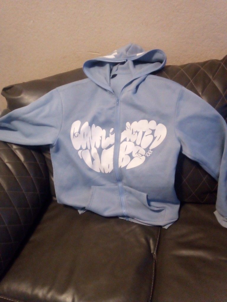 Medium Light Blue Full Zip Jacket