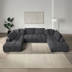 Brand New Grey Super Plush Modern Style Sectional Sofa (Pillows Included)