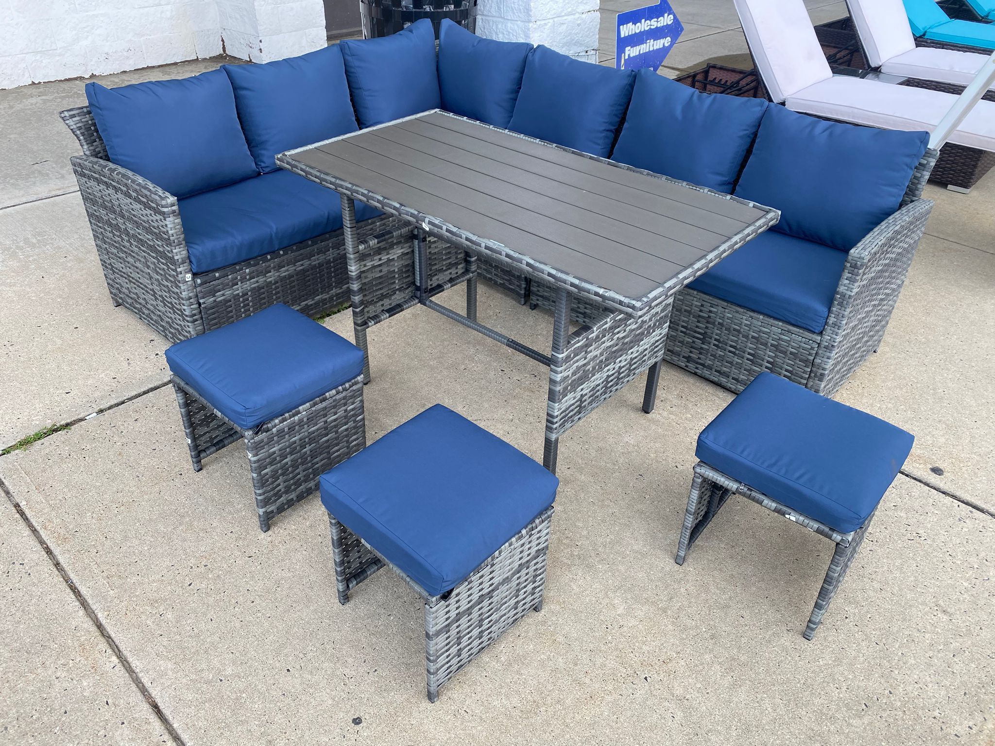 FREE DELIVERY - Patio Outdoor Furniture (Including Chair and Table) 3 color - Blue Gray Beige
