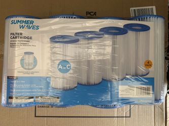 Summer Waves Pool Filter Cartridge A or C Type - Pack of 4 Filters // Filtros para la alberca a o c paquete de cuatro // a/c