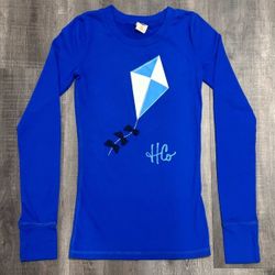 New Hollister Women’s Size XS Blue Long Sleeve Kite Tee with Bows