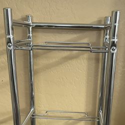 Glass And Chrome Metal 5 Tier Shelving Unit