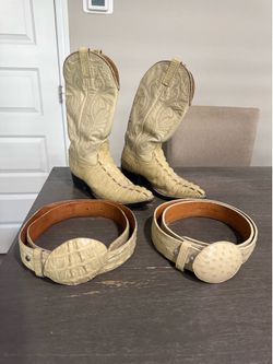 Size 9 Alligator Boots and belts