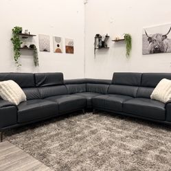 Abbyson Sectional Leather Couch - Free Delivery 