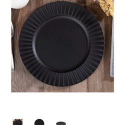 Matte Black Ribbed Charger Plates
