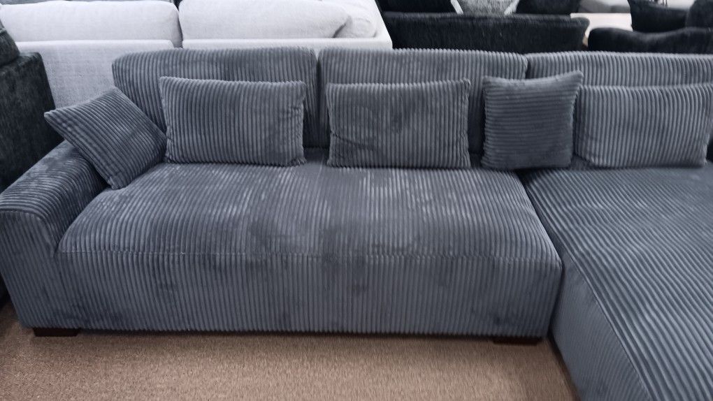 Grey Corduroy Sectional