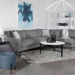 NEW Clint Modern Casual Sectional in Grey Fabric 

