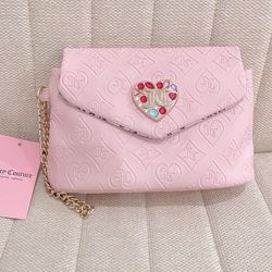 NWT- Juicy Couture blush pink gold chain wristlet/coin purse/wallet/makeup bag