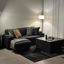 L shaped couch/roll out bed