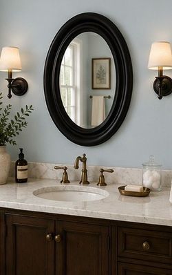 Black Oval Mirror 31”x21”
