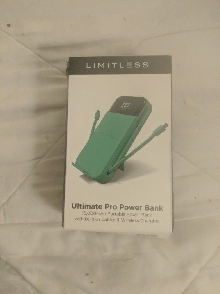 Limitless Ultimate Pro Power Bank 15,000 mAh (W/ Built In Cables + Wireless Charging)