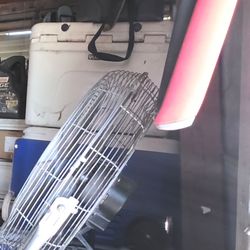 White yeti & industrial fan