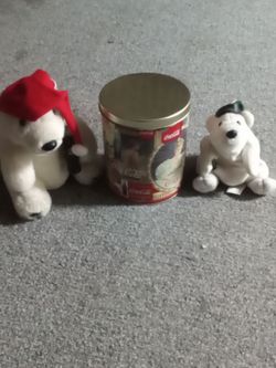 Coca-Cola Polar Bear Plush Set with 2  Tins