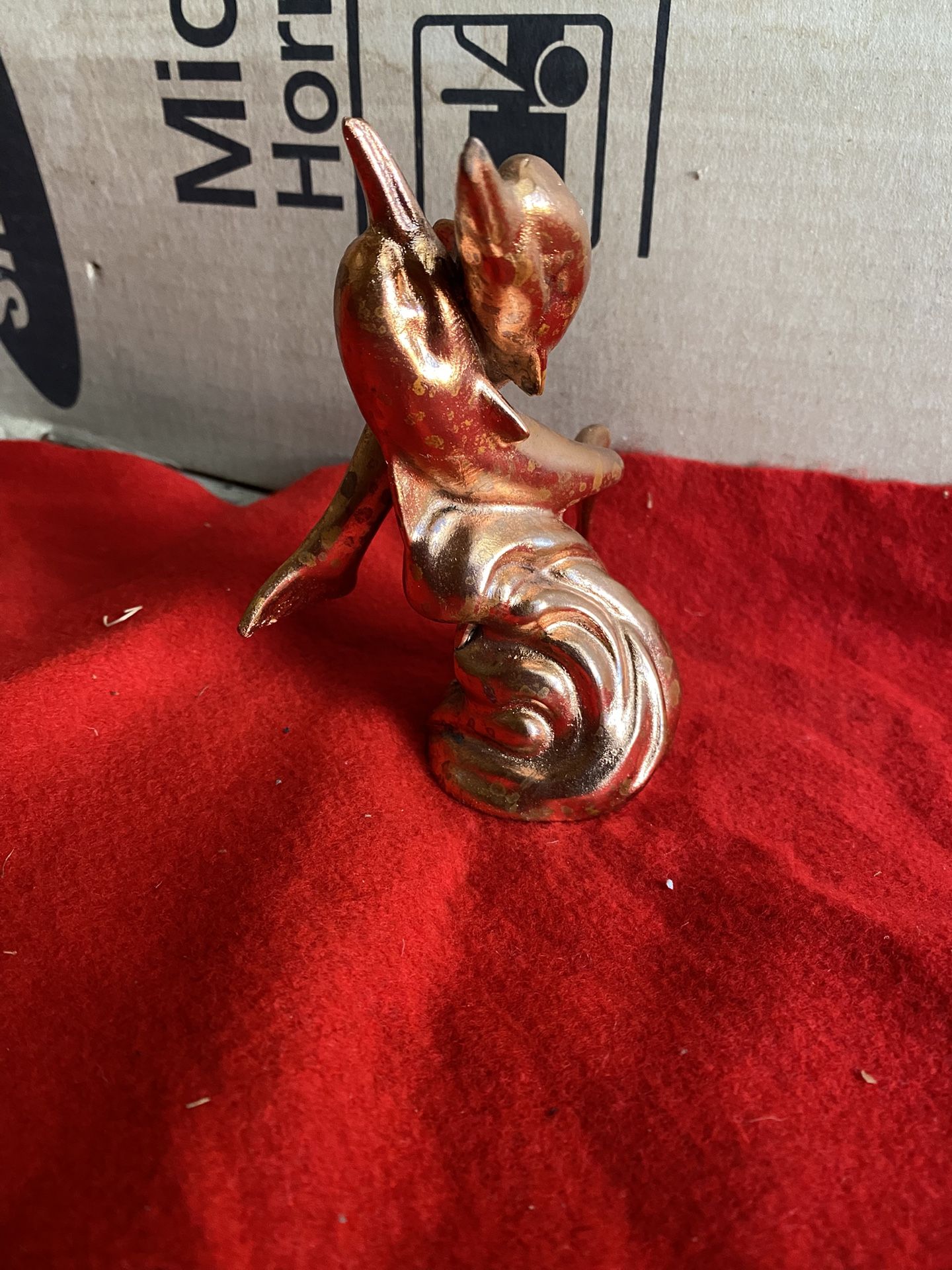 5 Inch Copper Plated Alabaster Greek Dolphins Statue Imported From Greece (4 available)