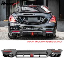 Fits 2018-2020 Benz S-Class W222 Carbon Fiber Print BS Style Rear Diffuser & Exhaust