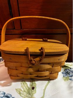Authentic Longaberger Handmade Basket with Lid & Protector