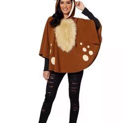 Adult Faux Fur Deer Poncho Costume 