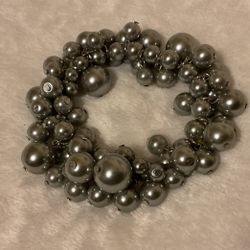 Silver Pearl Stretch Band Bracelet…Solid