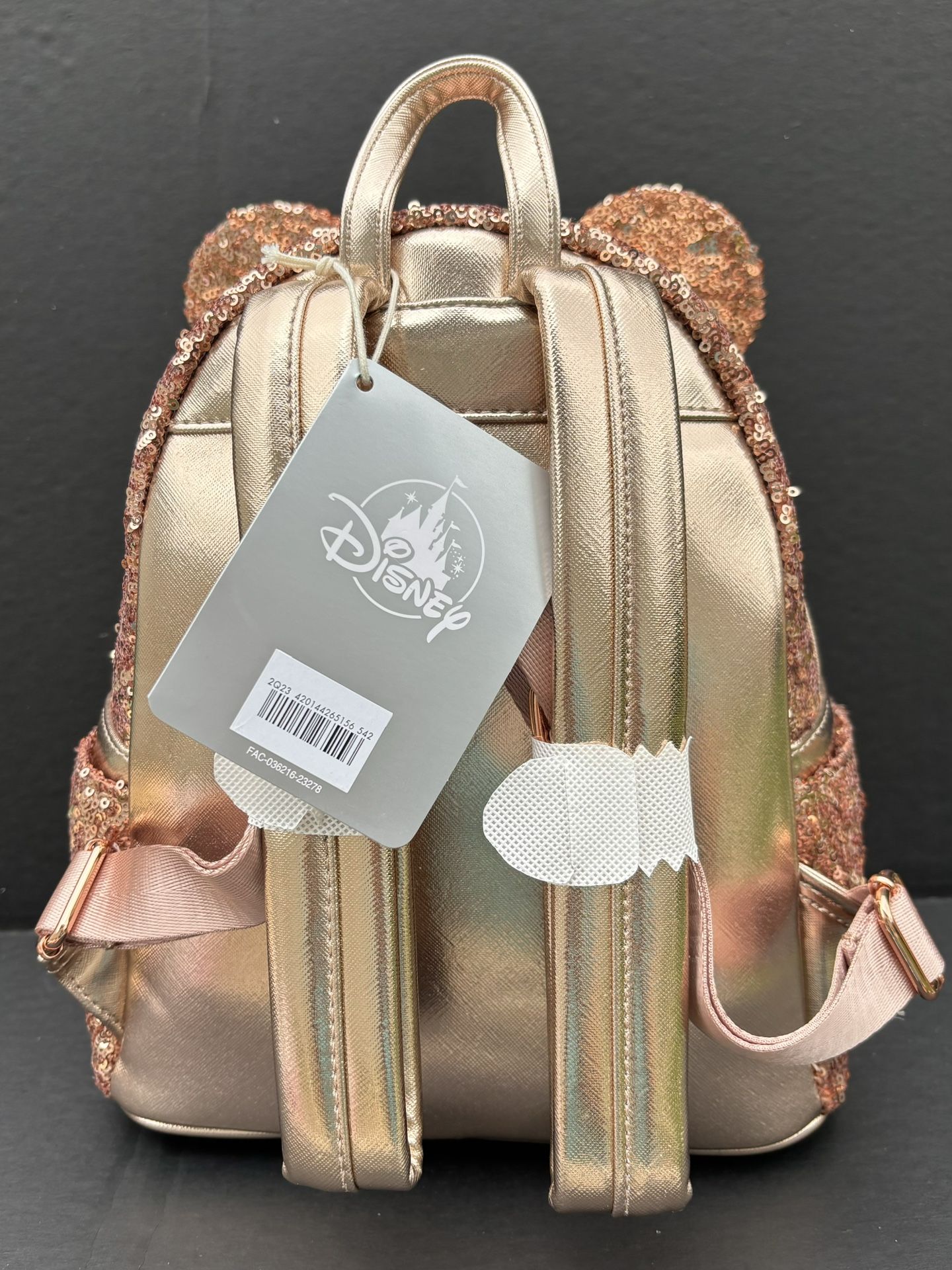 Loungefly Disney Parks Minnie Mouse Rose Gold Sequin Mini Backpack NWT