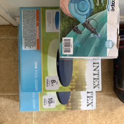 2 Pool Covers 8ft/10ft + AC Air Pump