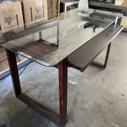 Dark Wood Desk With Glass Top