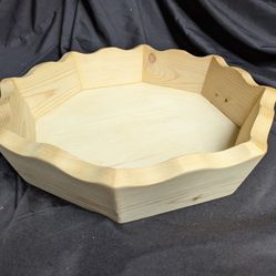 Handcrafted Wooden Octagon Tray – Rustic Scalloped Edge Design