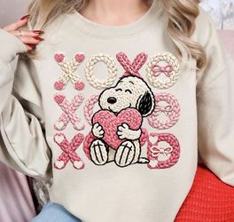 Snoopy Crochet Design On Crewneck Or Teee