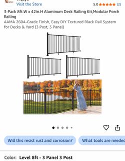 3-Pack 8ft.W x 42in.H Aluminum Deck Railing Kit,Modular Porch Railing AAMA 2604-Grade Finish, Easy DIY Textured Black Rail System for Decks & Yard (3 