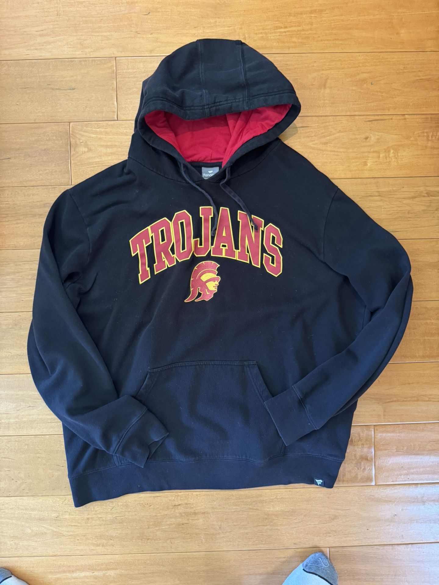 USC Trojans Hoodie Fanatics 2XL Black Red Fleece Pullover Sweatshirt