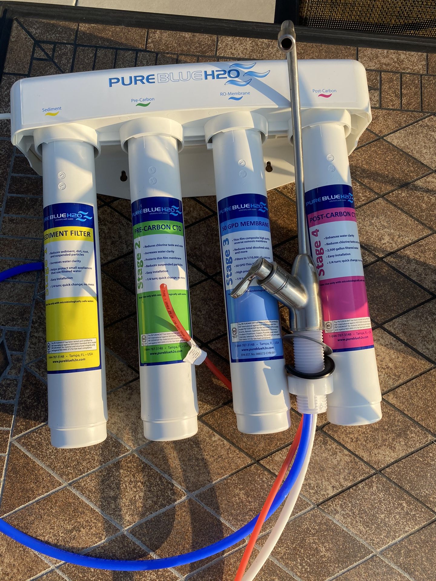 Pure Blue H2O Four Stage Reverse Osmosis Water Filtration System