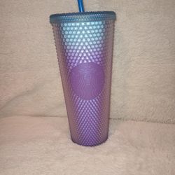 New Starbucks 2024 Studded Blue Purple Lilac Ombre Cold Cup Tumbler 24oz