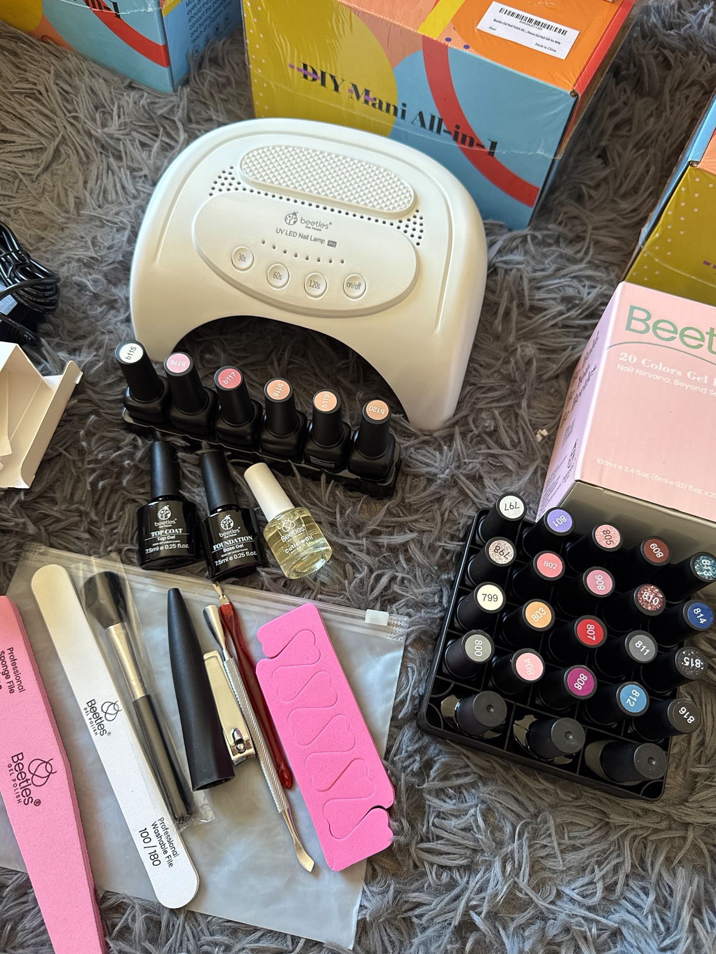 Beetles All-in-One Gel Nail Kit + 20 Colors Gel Polish Set β Complete Bundle, New