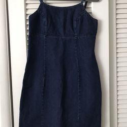 Two Vintage Forenza Brand Denim Slip Dresses - One Blue, One Black - Size 10  $20 Each