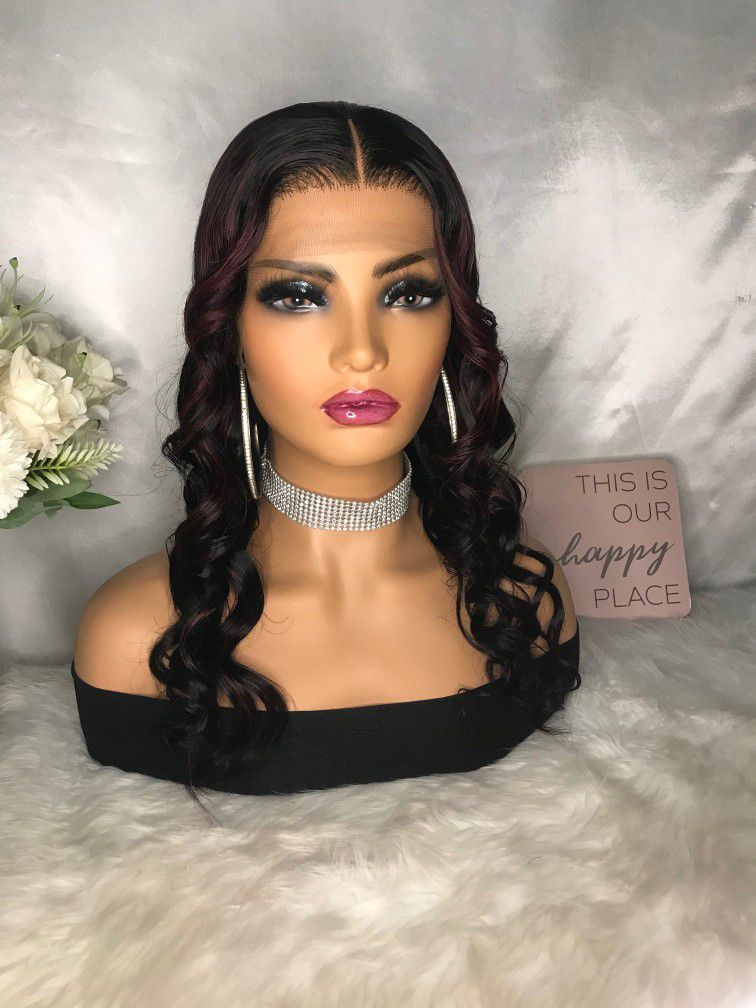 16 inch Ombre Burgundy Body Wave Wig